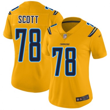 Los Angeles Chargers NFL Football Trent Scott Gold Jersey Women Limited #78 Inverted Legend->los angeles chargers->NFL Jersey